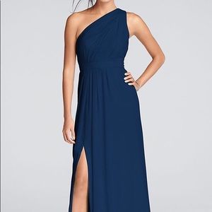 David’s bridal long one-shoulder bridesmaid gown